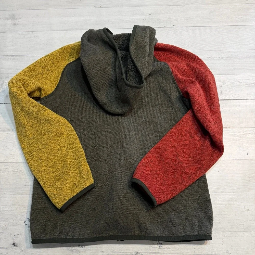 L.L.Bean Kids Elle Bean Sweater Fleece Hooded Color Block‎ Big Kids 10/12